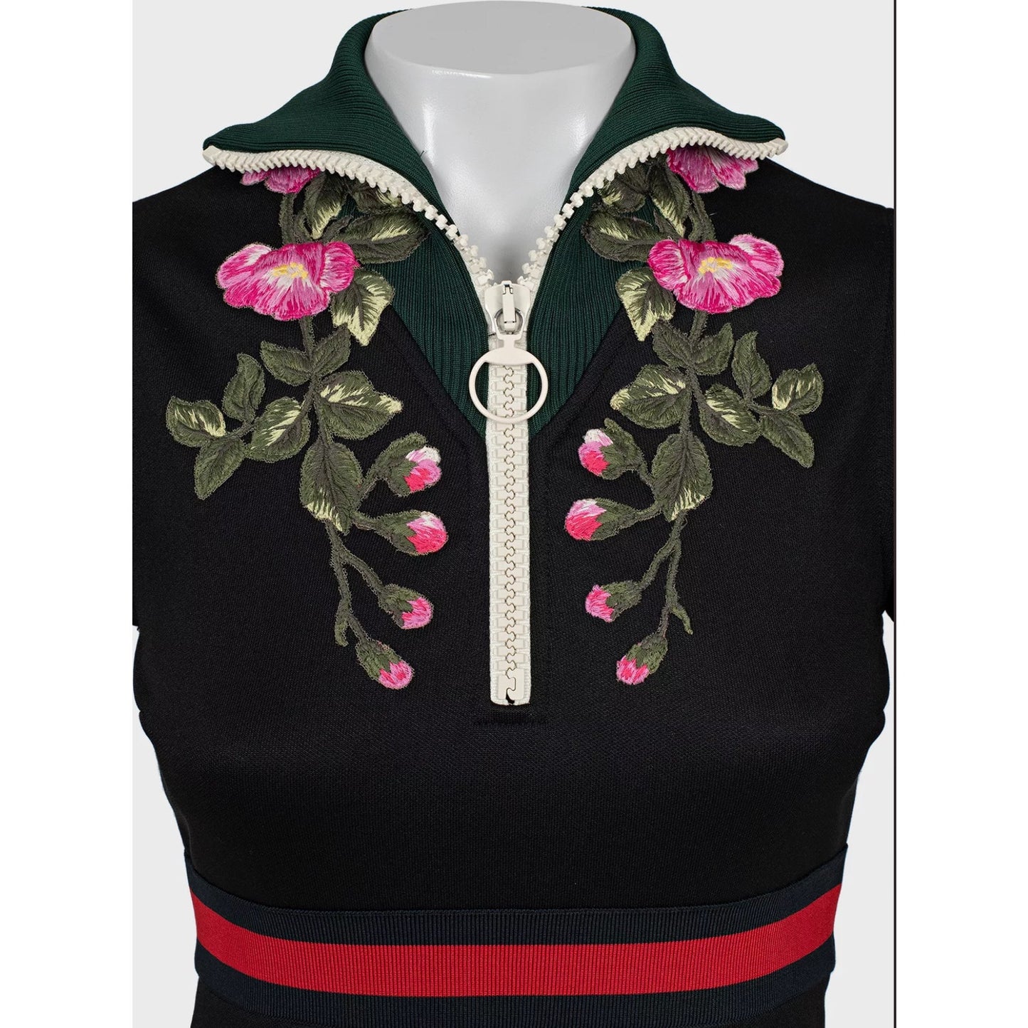 Gucci Embroidered Detail Black Polyester Dress XS Pre-owned