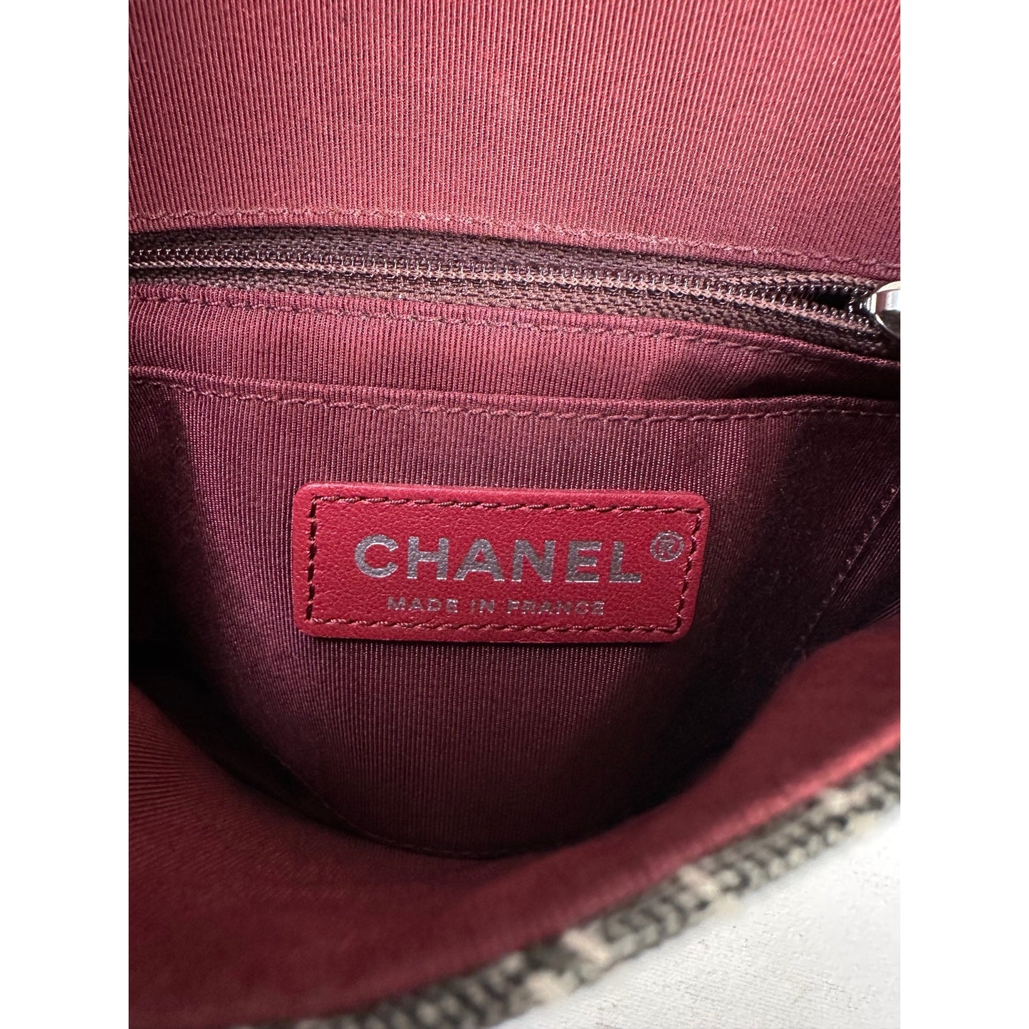 Chanel Camellia Double Side Flap Bag Quilted Printed Canvas Small Gray pre-owned