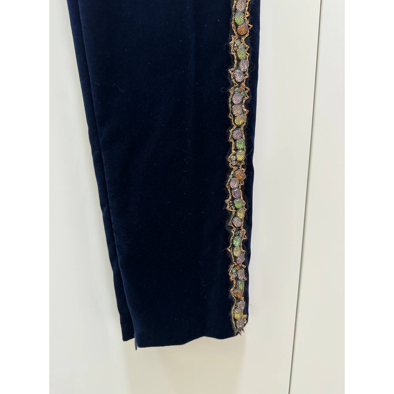 Chanel Vintage Navy Velvet Pants Sz.36 Pre-owned
