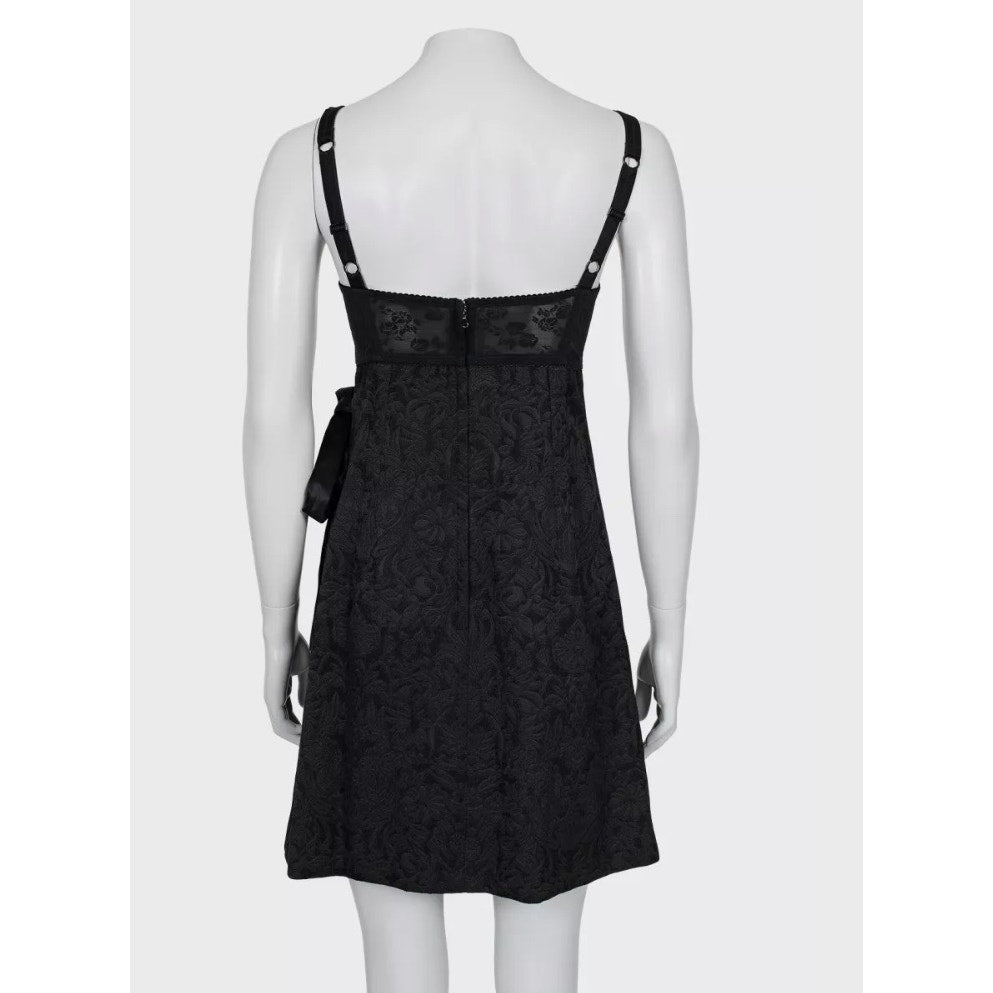 NWOT Dolce & Gabbana Black Jacquard Corset Dress - Size S (IT40) Pre-owned