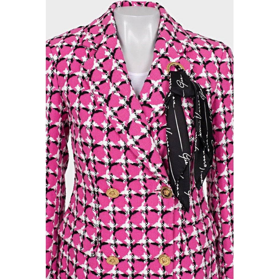 Versace Pink Cotton Blend Fitted  Gold Buttons Jacket Sz.38/XS Pre-owned