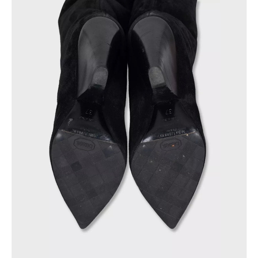 Saint Laurent Nikki Black Suede Slanted Heel Boots EU 37 Pre-owned