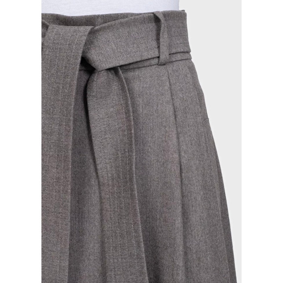 Oscar de la Renta Gray Wool A-Line Midi Skirt M Pre-owned