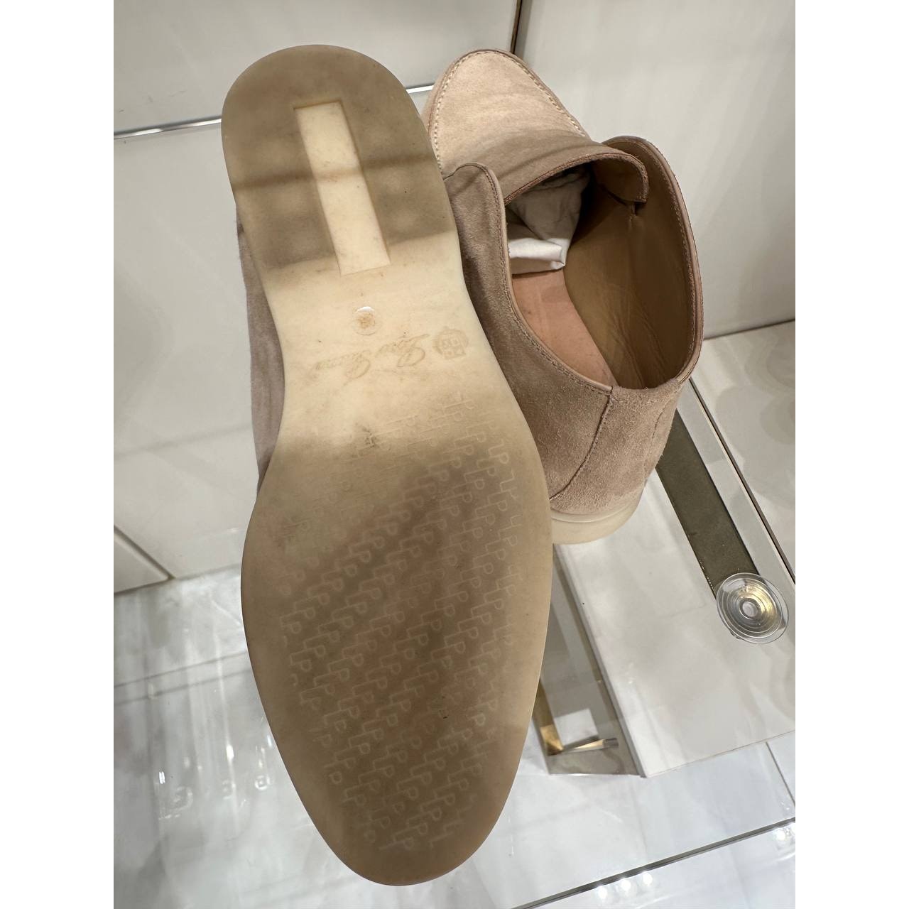 Loro Piana Elegant Beige Suede Ankle Loafers Sz.38 Pre-owned