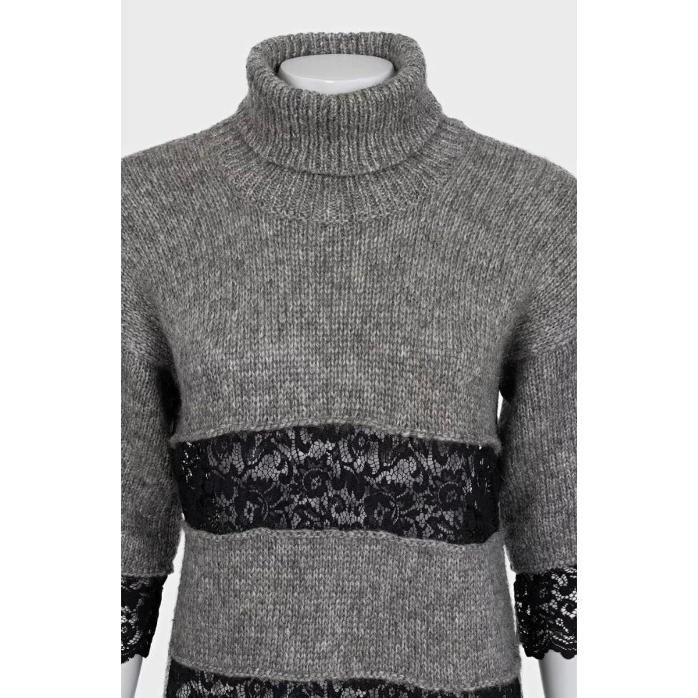 Dolce & Gabbana Mohair Knit Dress with Delicate Lace sz. 42 Pre-owned