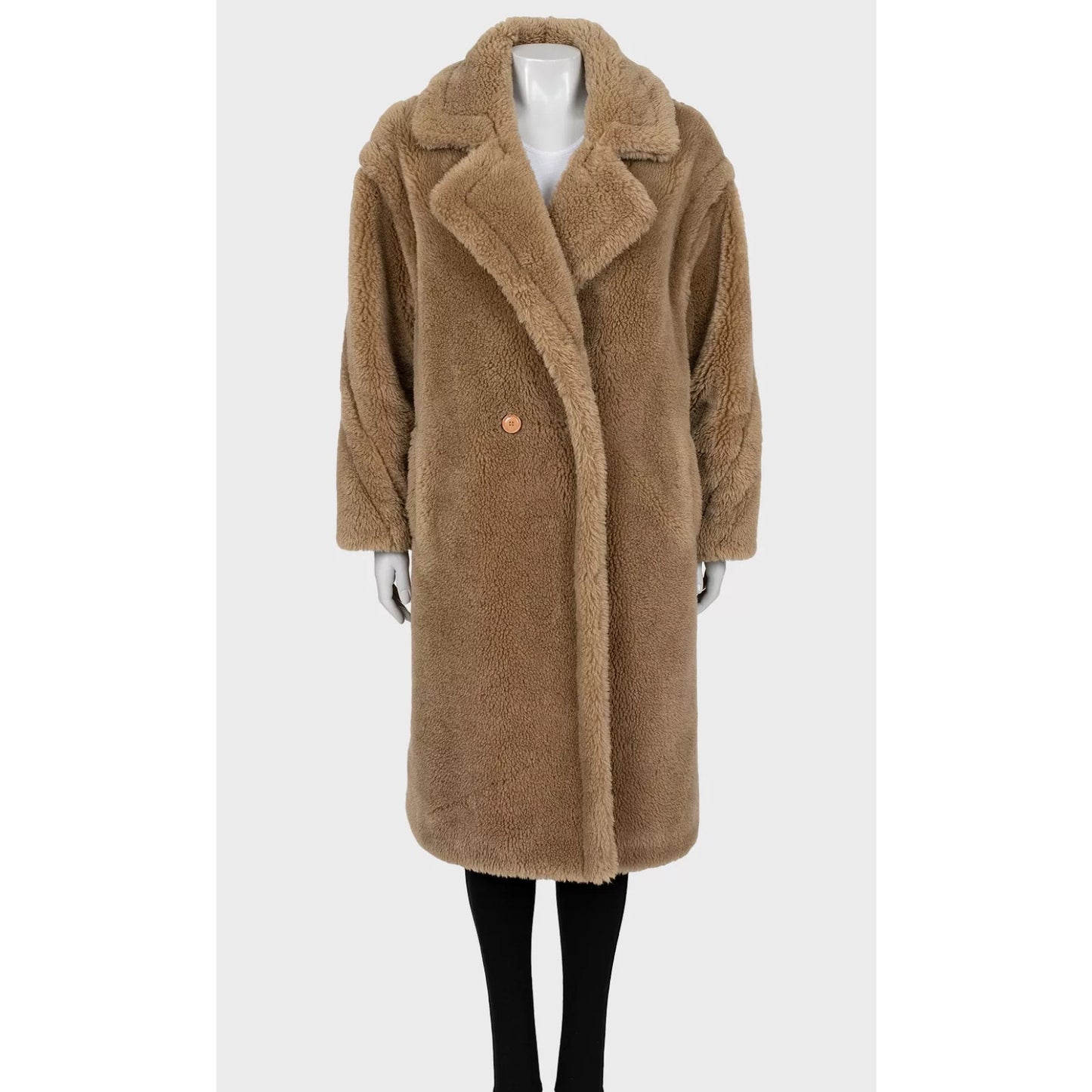 Yves Salomon Meteo Teddy  Brown Wool Straight Cut Coat Sz.Fr36/ S Pre-owned