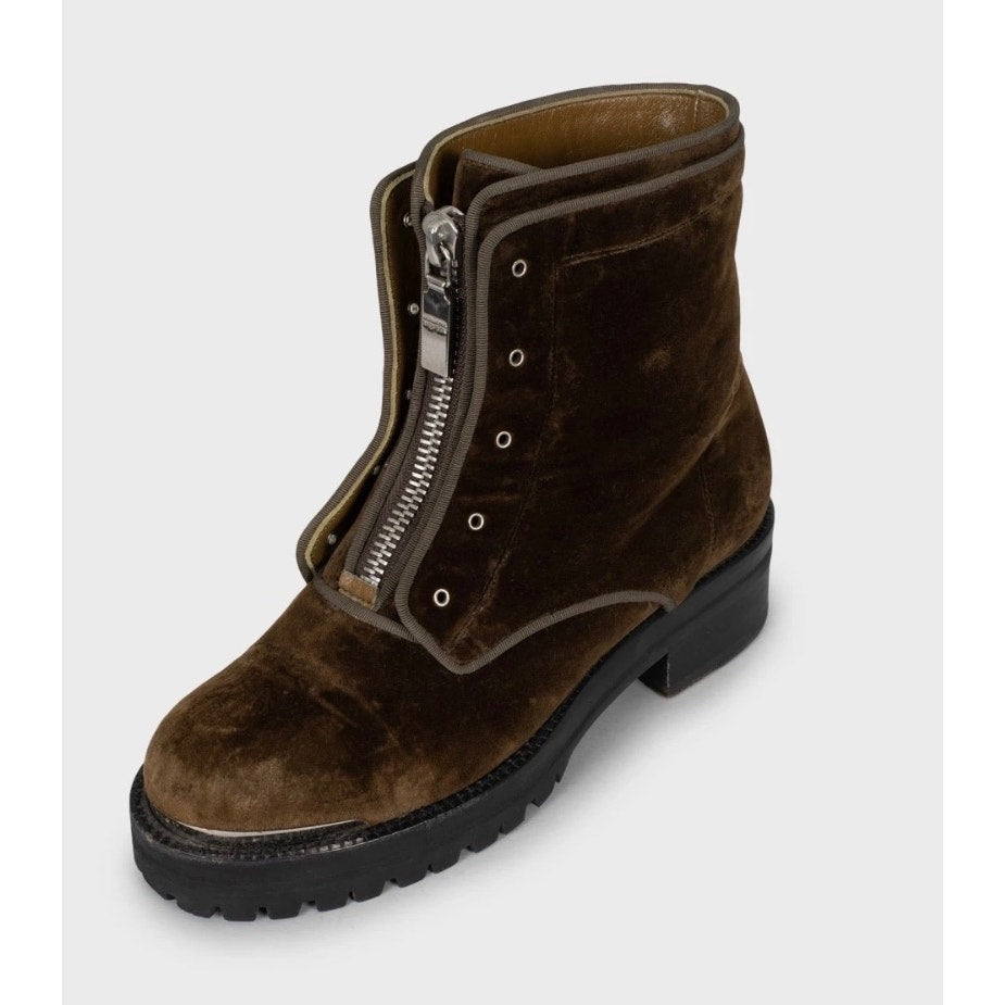 Alexander McQueen Brown Velour Ankle Boots EU 36.5 Pre-owned