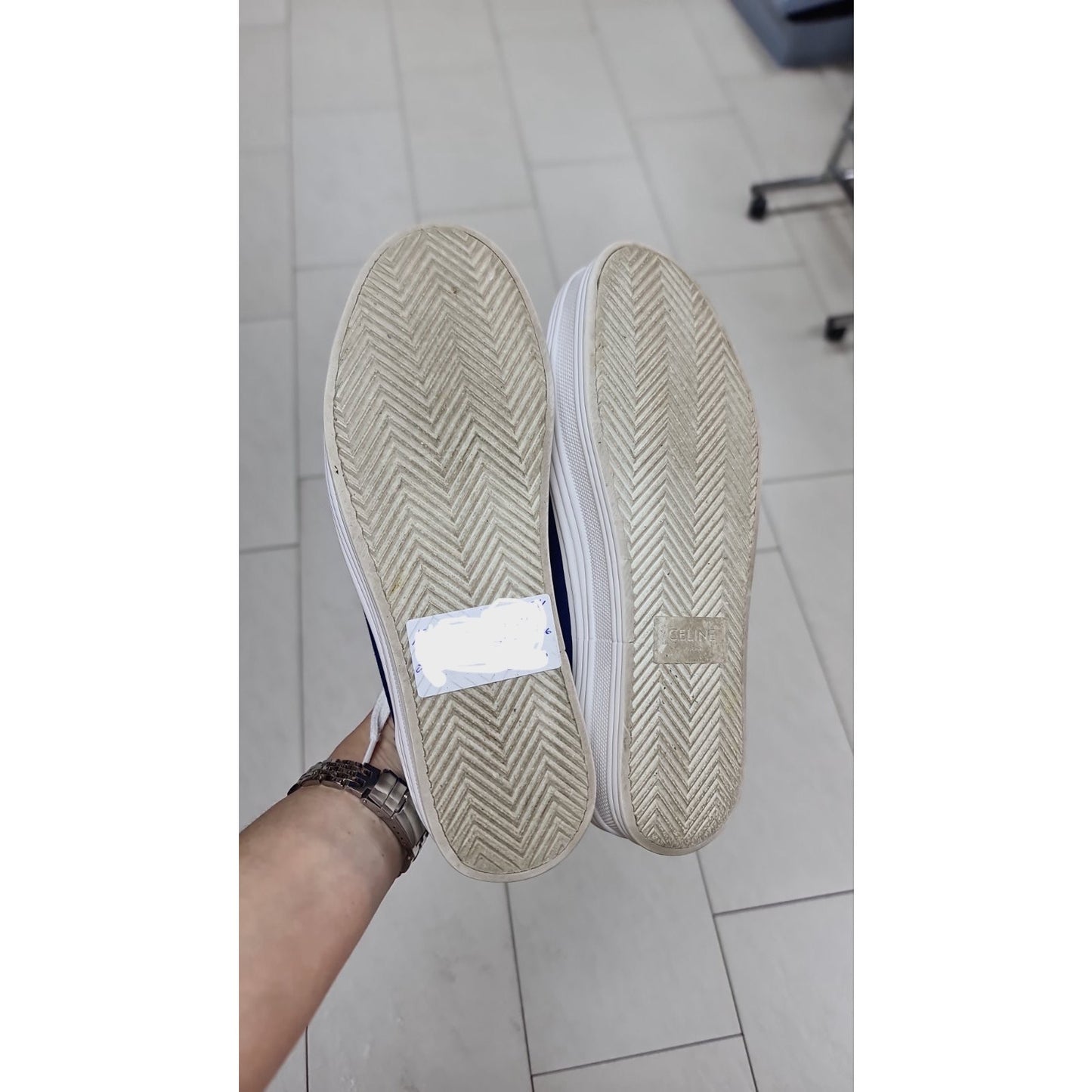 Celine High-sole Navy Textile Logo Sneakers  Sz.38