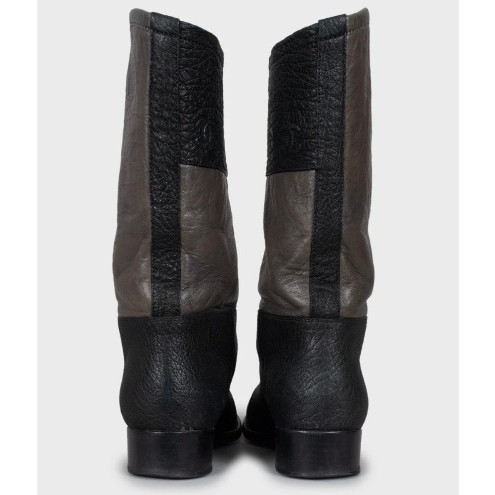 Chanel Two-Tone Leather Boots - Black & Beige - Size 36.5 Pre-owned