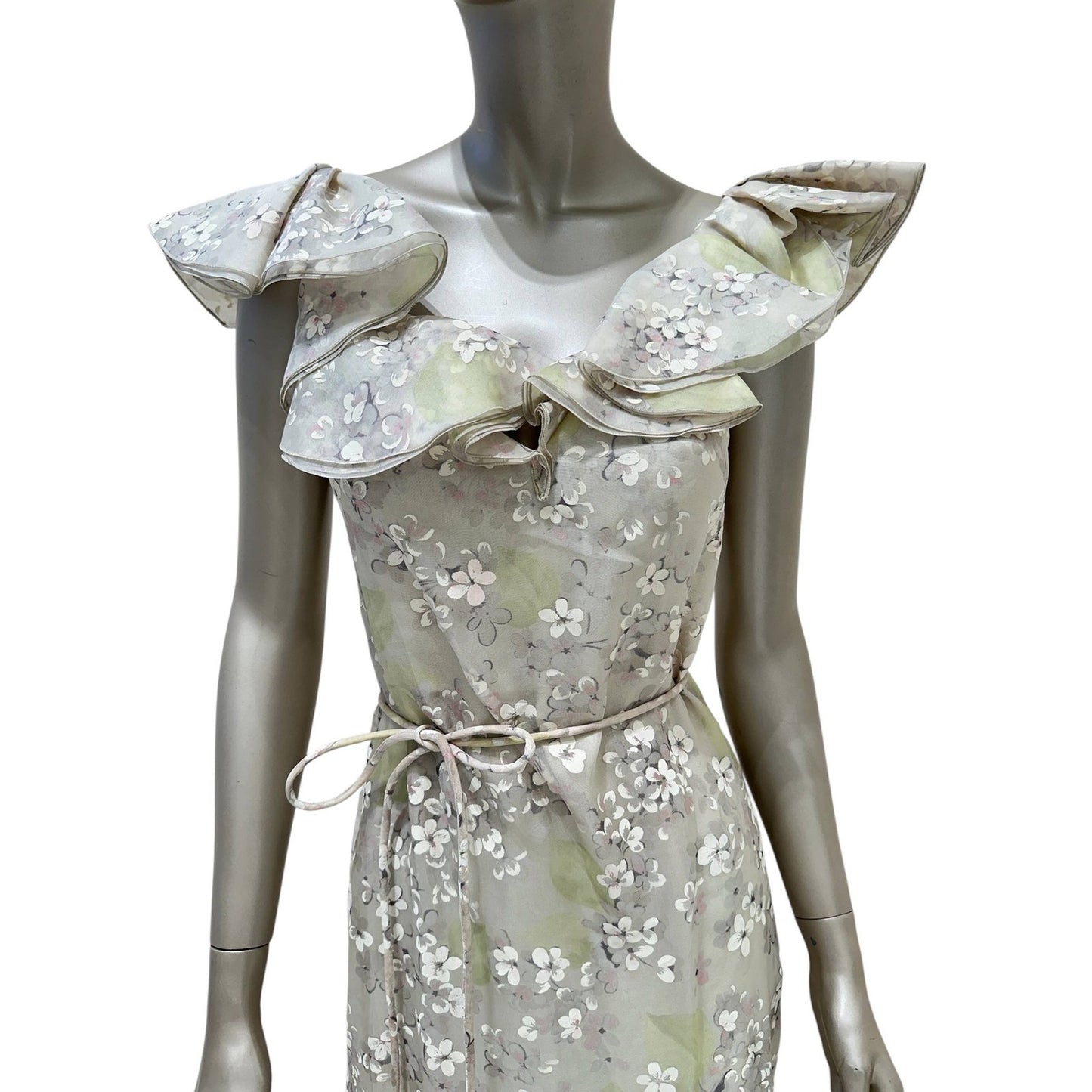Valentino Ruffled Floral Print Silk Gown US 6 Pre-owned