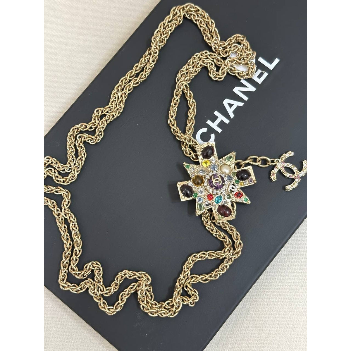 Chanel 11P Multicolor Maltese Cross Necklace - 2011 Collection Pre-owned