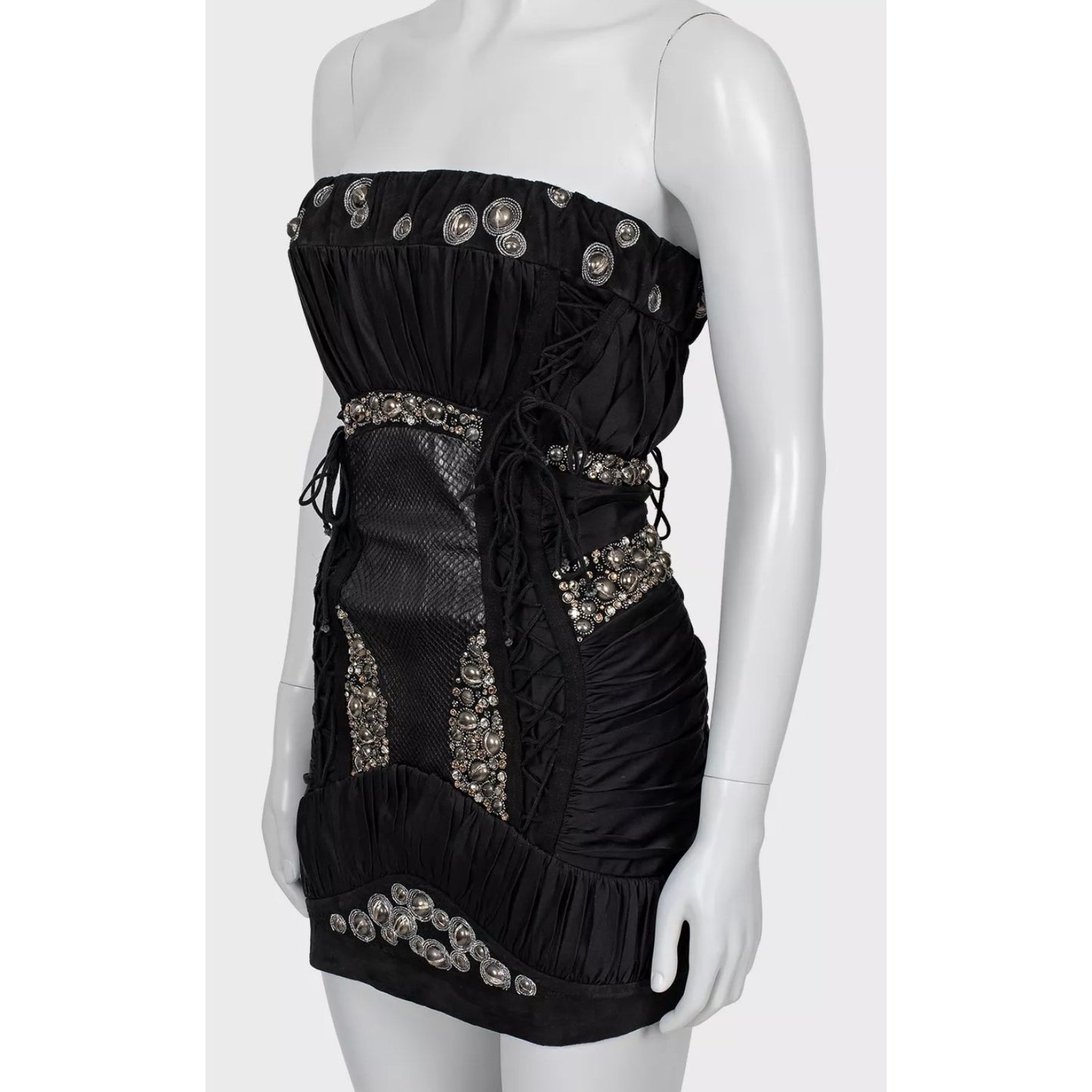 Balmain Black Silk Crystal Embellished Mini Dress іяю36/S Pre-owned