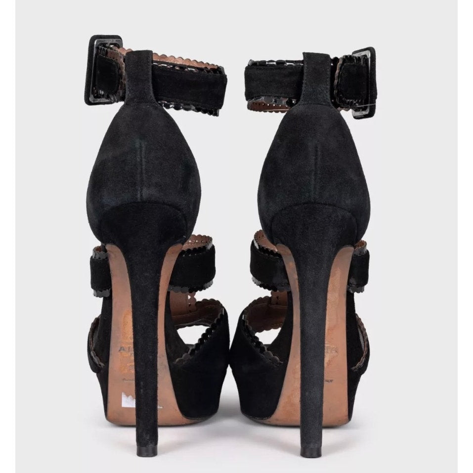 Alaïa Black Suede High-Heel Sandals Size 37.5 Pre-owned