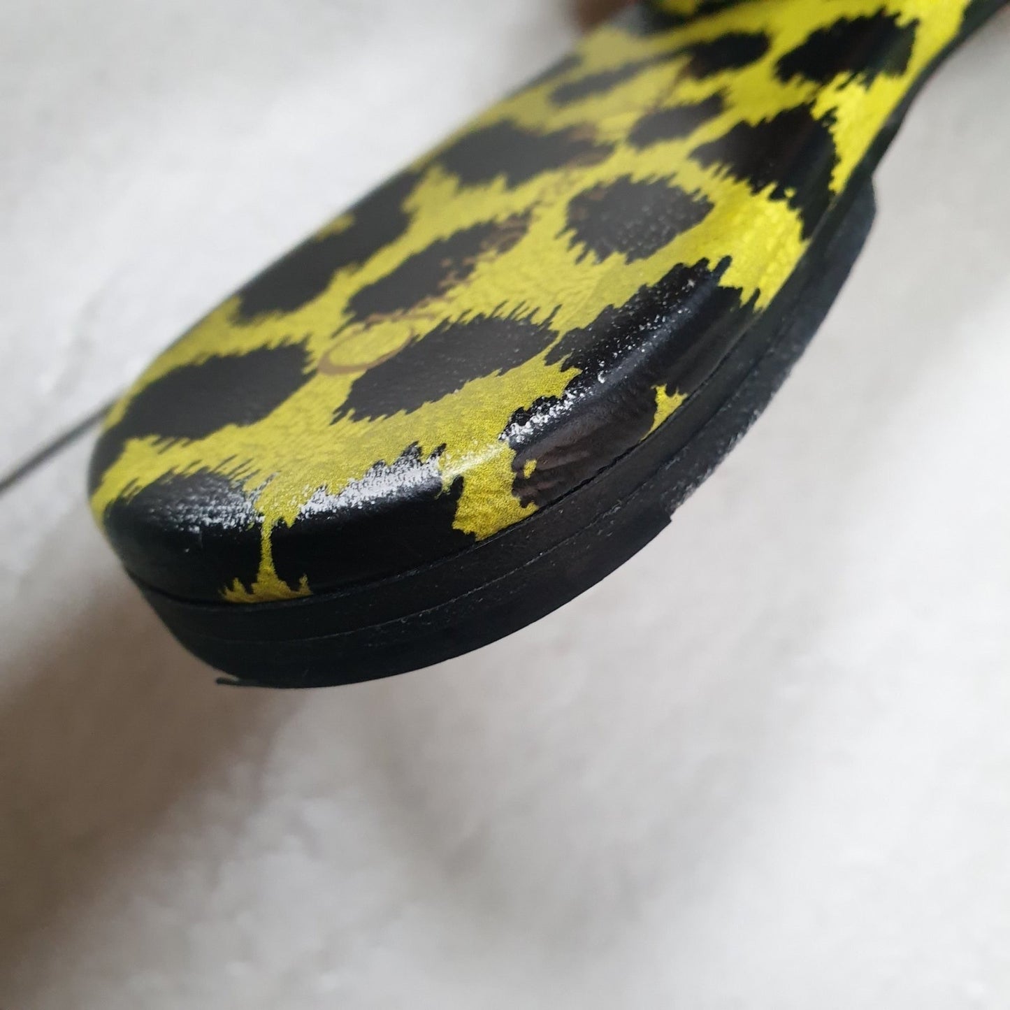 Dior Dway Slide Sandals Lime Pop Leopard Print Sz.38 pre-owned