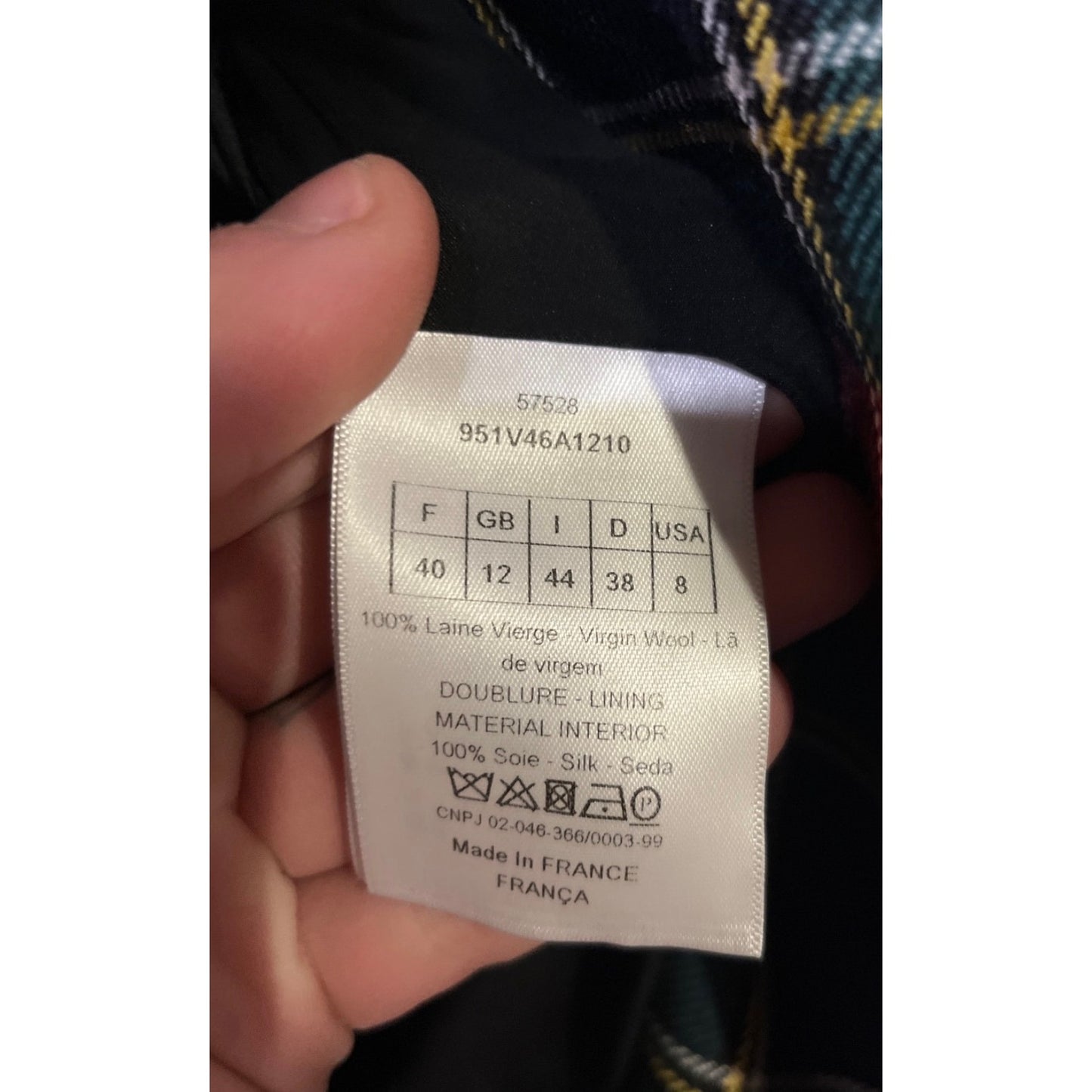 Christian Dior 2019 Tartan Fitted Wool Jacket Sz 40 pre-owned