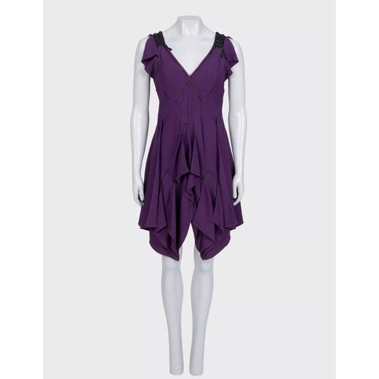 Louis Vuitton Purple Asymmetrical Draped Dress - Size M Pre-owned