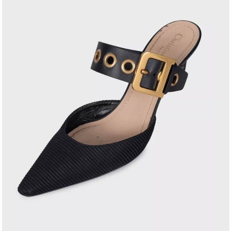 Christian Dior Black Pointed-Toe Mules - Size 39.5 Pre-owned