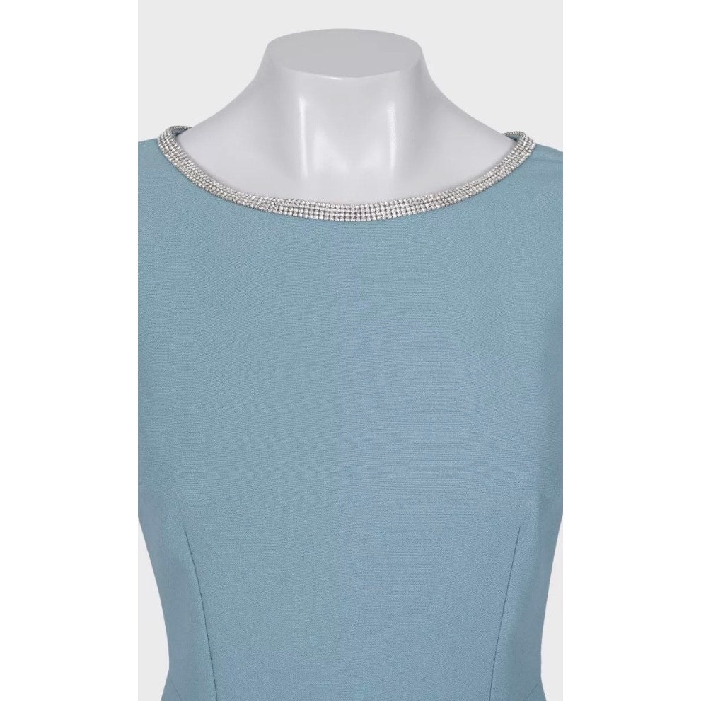 Dolce & Gabbana Blue Wool Crystal Embellished Dress Sz.40 Pre-owned