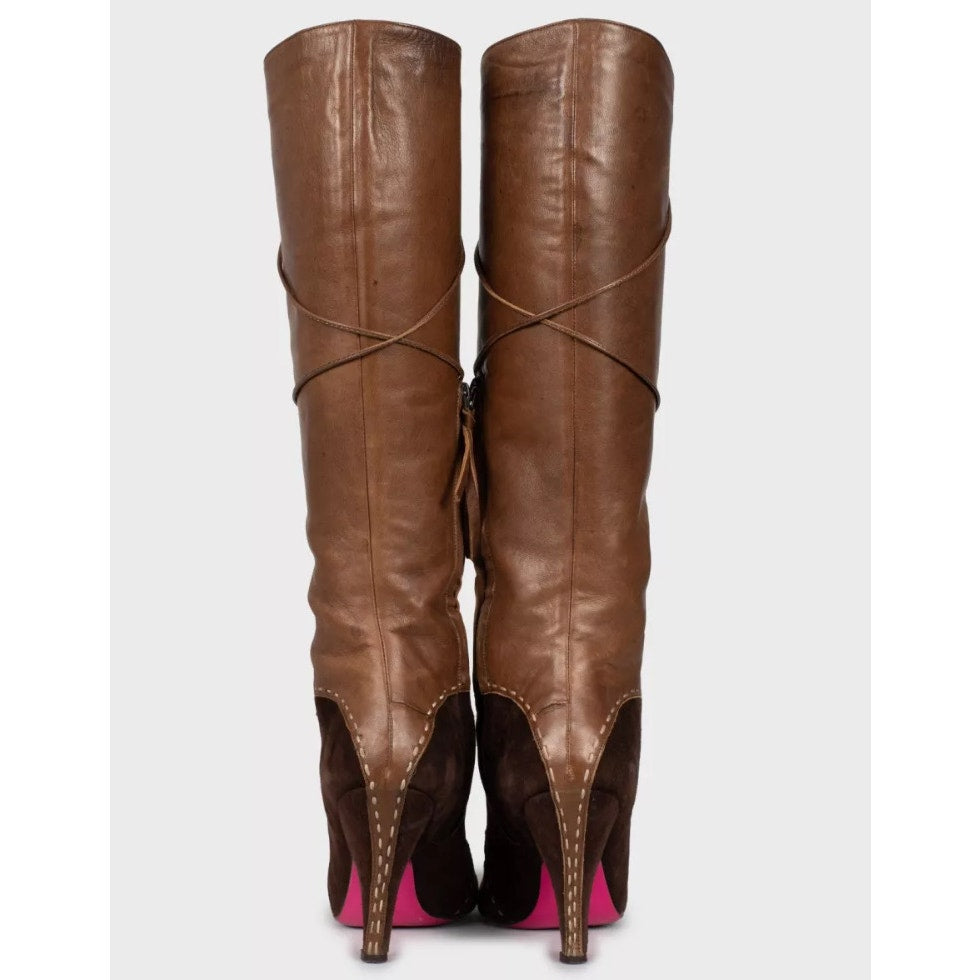 Emanuel Ungaro Brown Leather Suede Boots - US 8 / EU 38 pre-owned