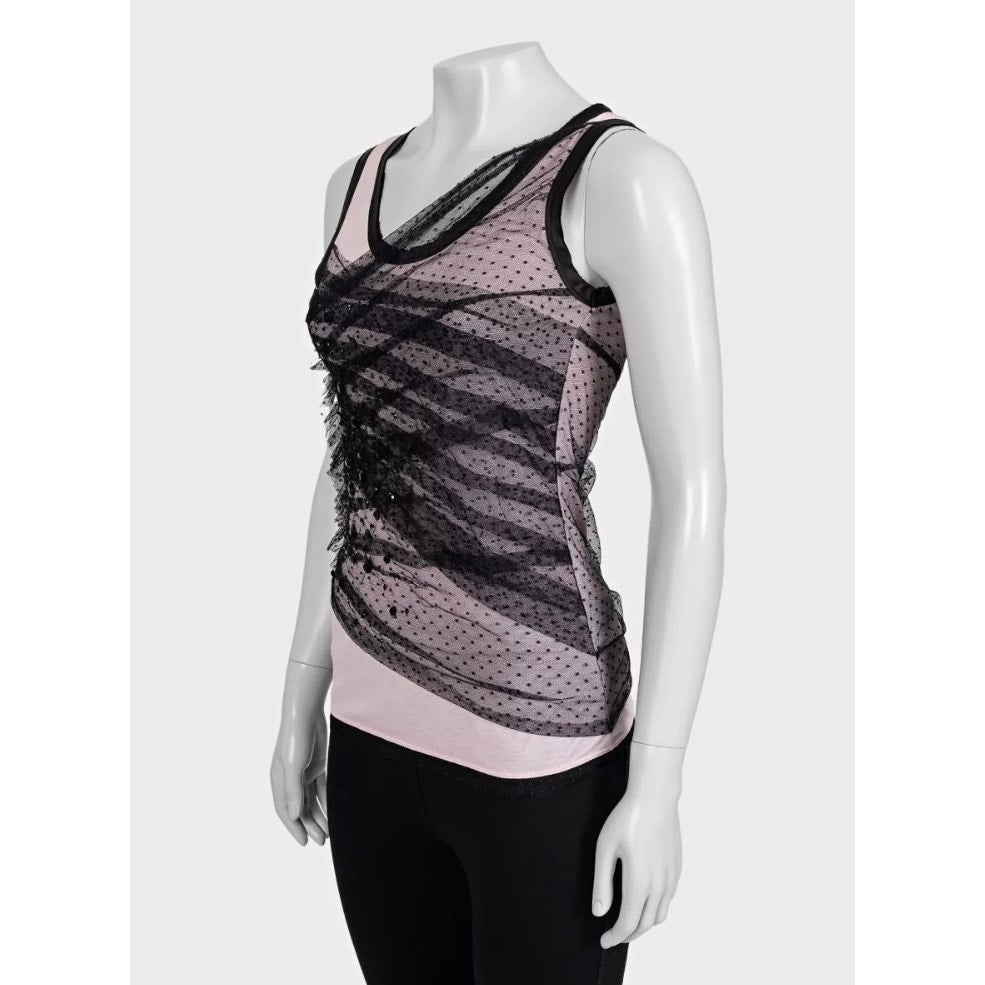 Valentino Elegant Pink Lace Viscose Tank Top - US 6 Pre-owned