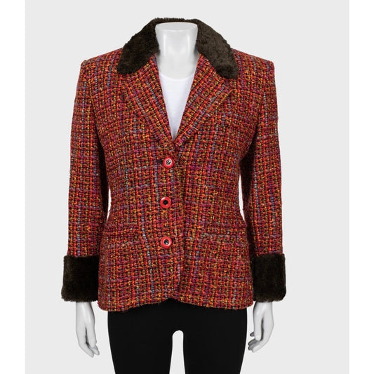 Saint Laurent Vintage Multicolor Tweed Jacket - 42/ XL pre-owned