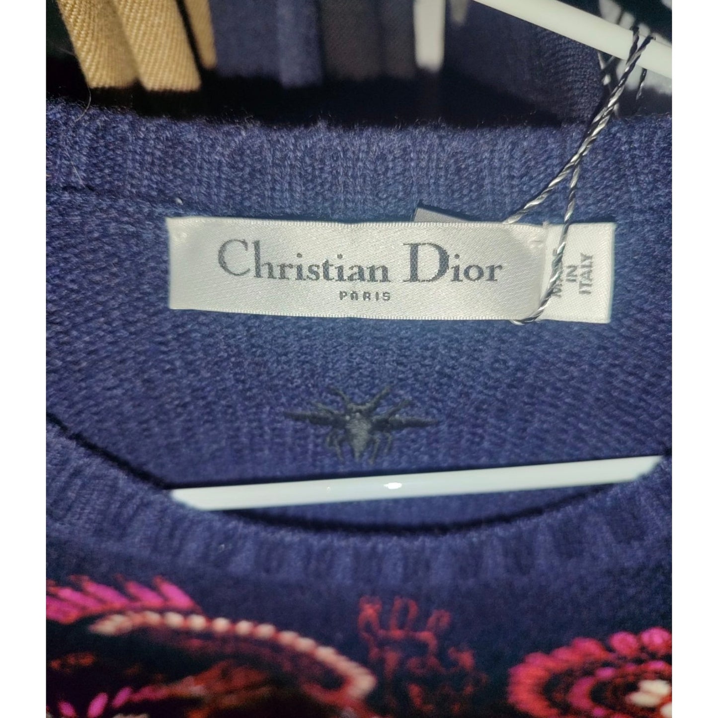 Christian Dior Blue Cashmere Embroidered Jumper 38/M pre-owned