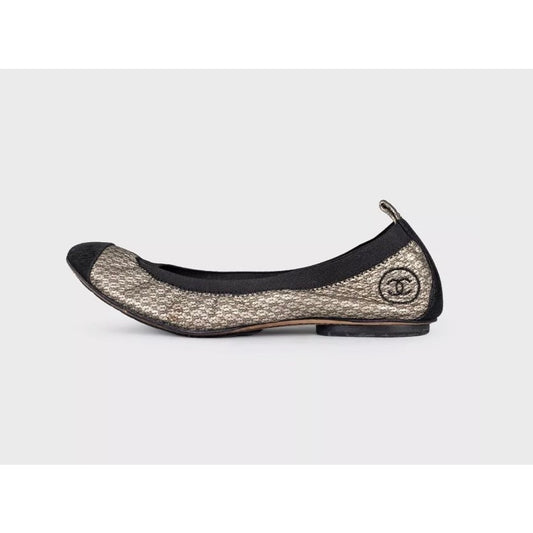 Chanel Quilted Gold Leather Ballerina Flats - Size 39.5 pre-owned