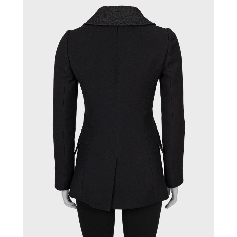 Dolce & Gabbana Black Wool Coat with Crystal Buttons Sz.38/XS pre-owned