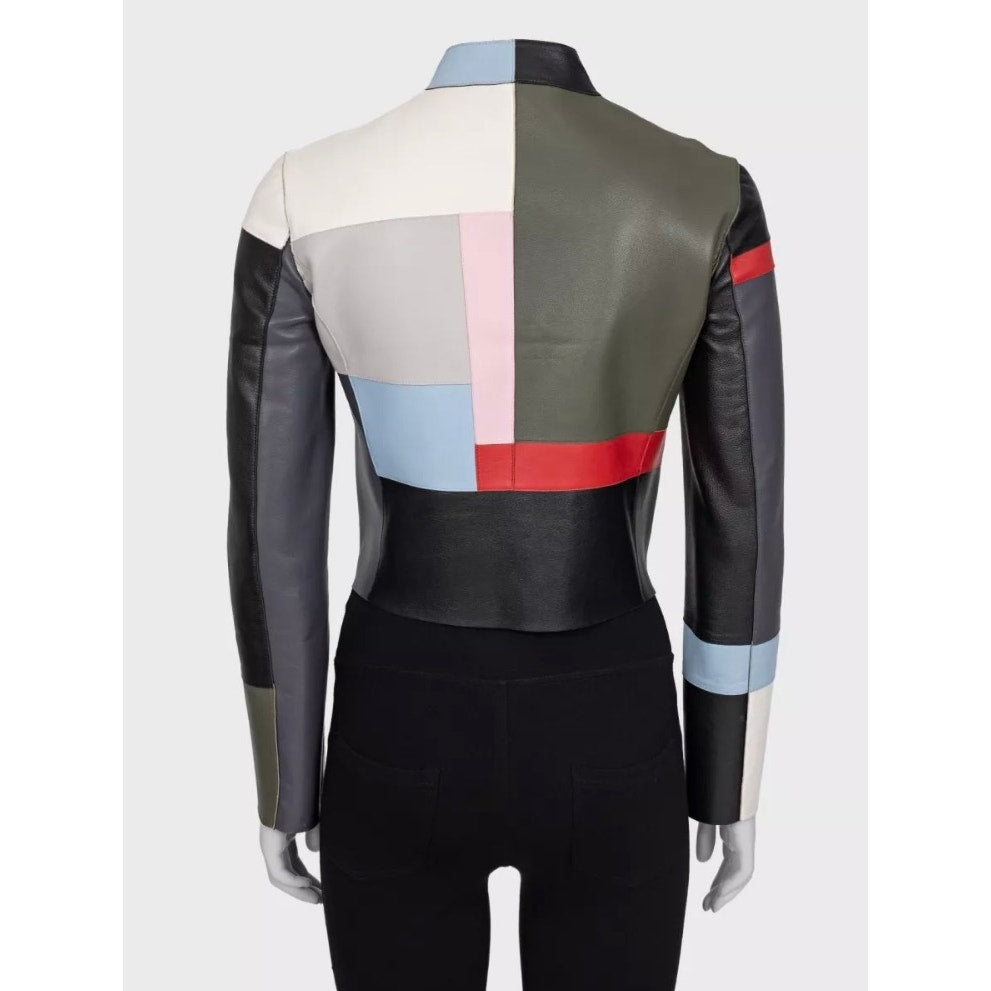 Fendi Multicolor Leather Cropped Jacket - Size 40 Pre-owned