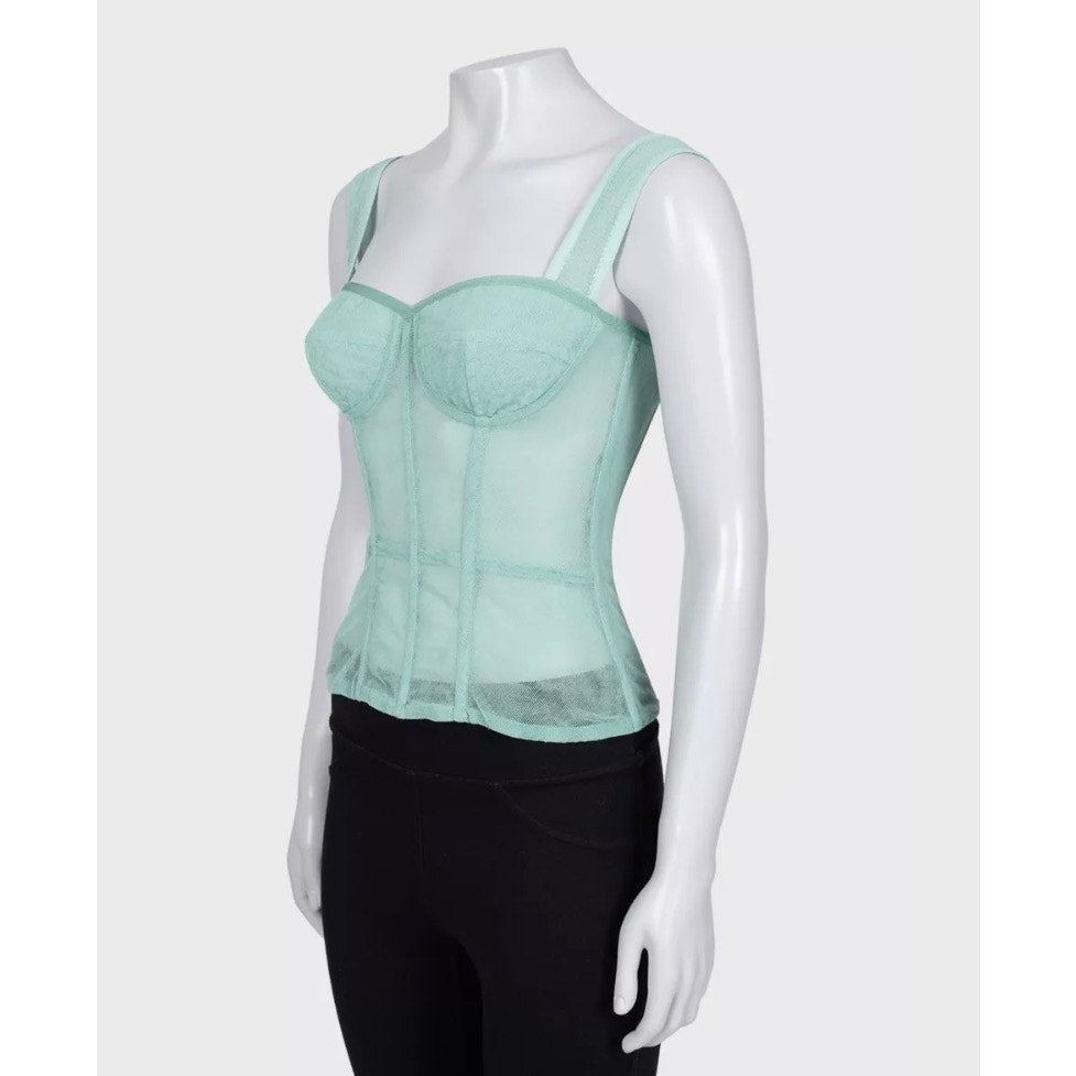 Dolce & Gabbana Green Mesh Corset Top - IT 42 / M Pre-owned