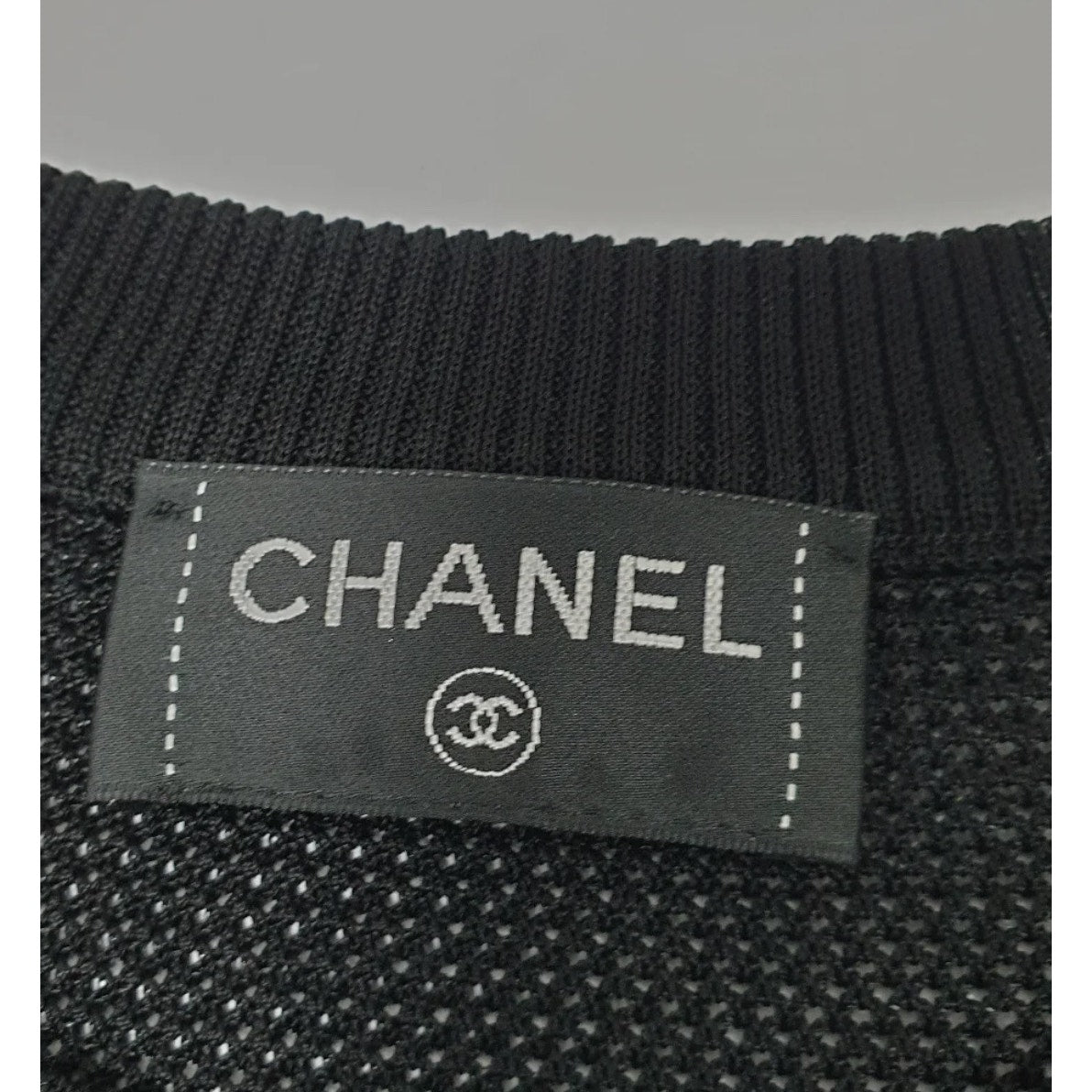 Chanel Black CC Logo Jumper with Net Sleeves - Size S Pre-owned