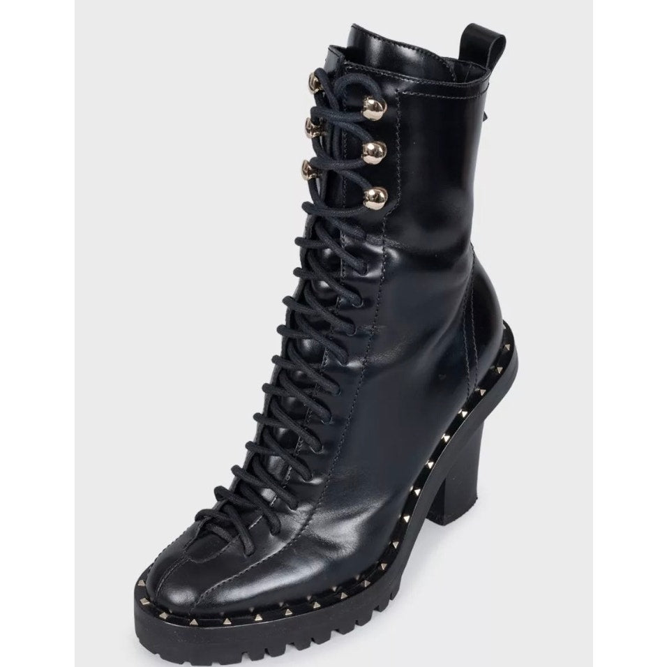 Valentino Garavani Rockstud Black Leather Ankle Boots Sz.36 Pre-owned