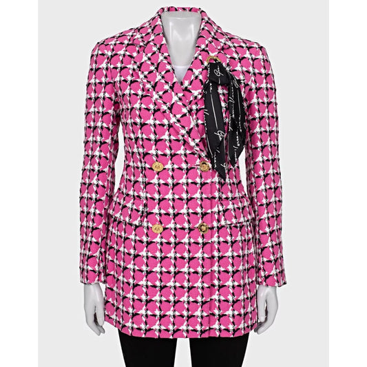 Versace Pink Cotton Blend Fitted  Gold Buttons Jacket Sz.38/XS Pre-owned
