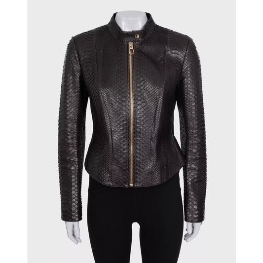 NWOT Alberta Ferretti Cropped Lambskin Leather Jacket IT44/S