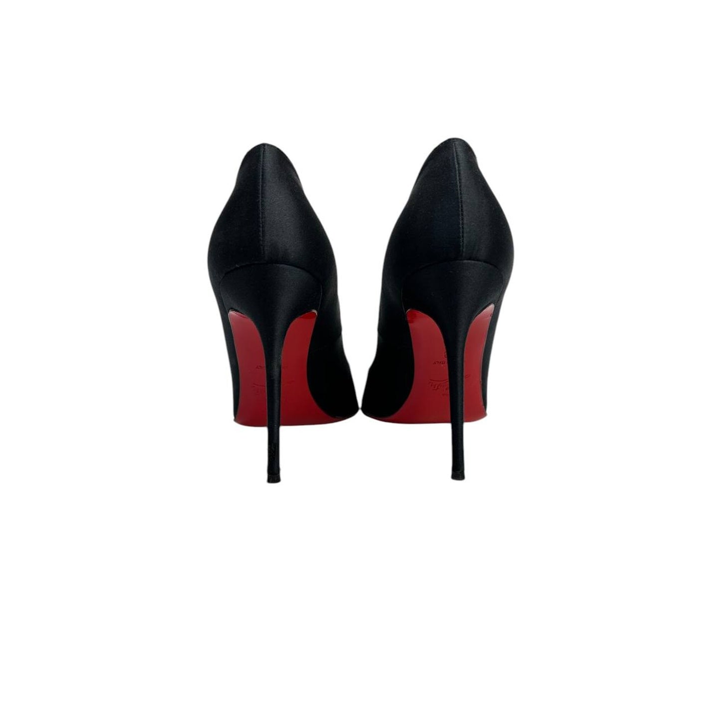 Christian Louboutin Black Satin Stiletto Pumps Heels Sz.38 Pre-owned