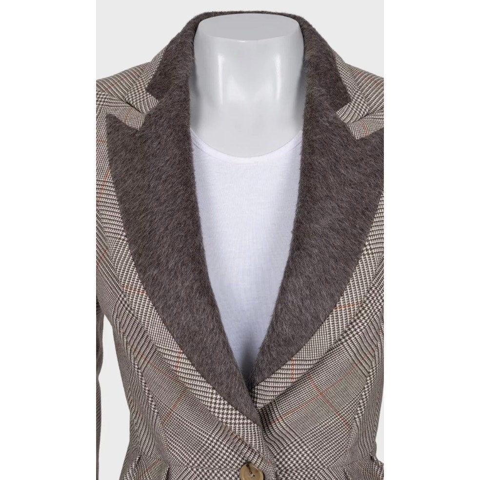 Gianfranco Ferre Chic Beige Wool Checked Suit - IT38/XS pre-owned