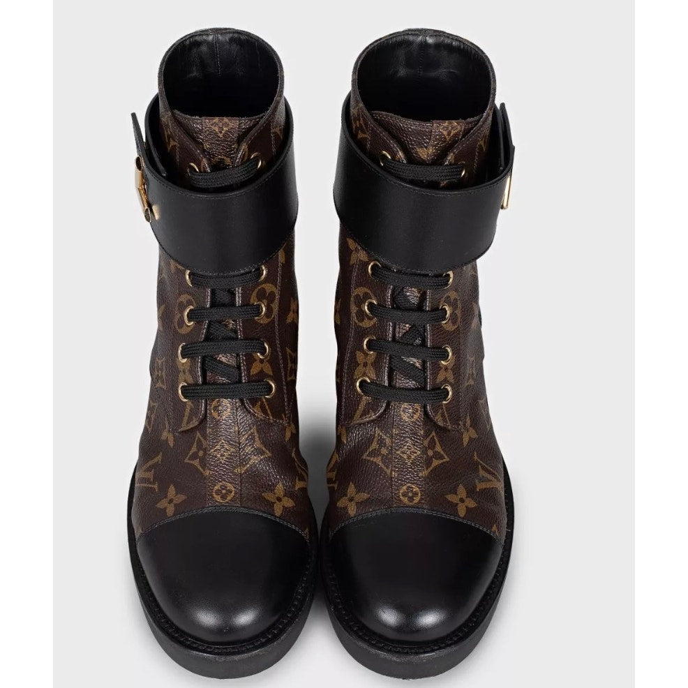 Louis Vuitton Monogram Canvas Leather Ankle Boots 38.5 Pre-owned