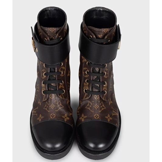 Louis Vuitton Monogram Canvas Leather Ankle Boots 38.5 Pre-owned