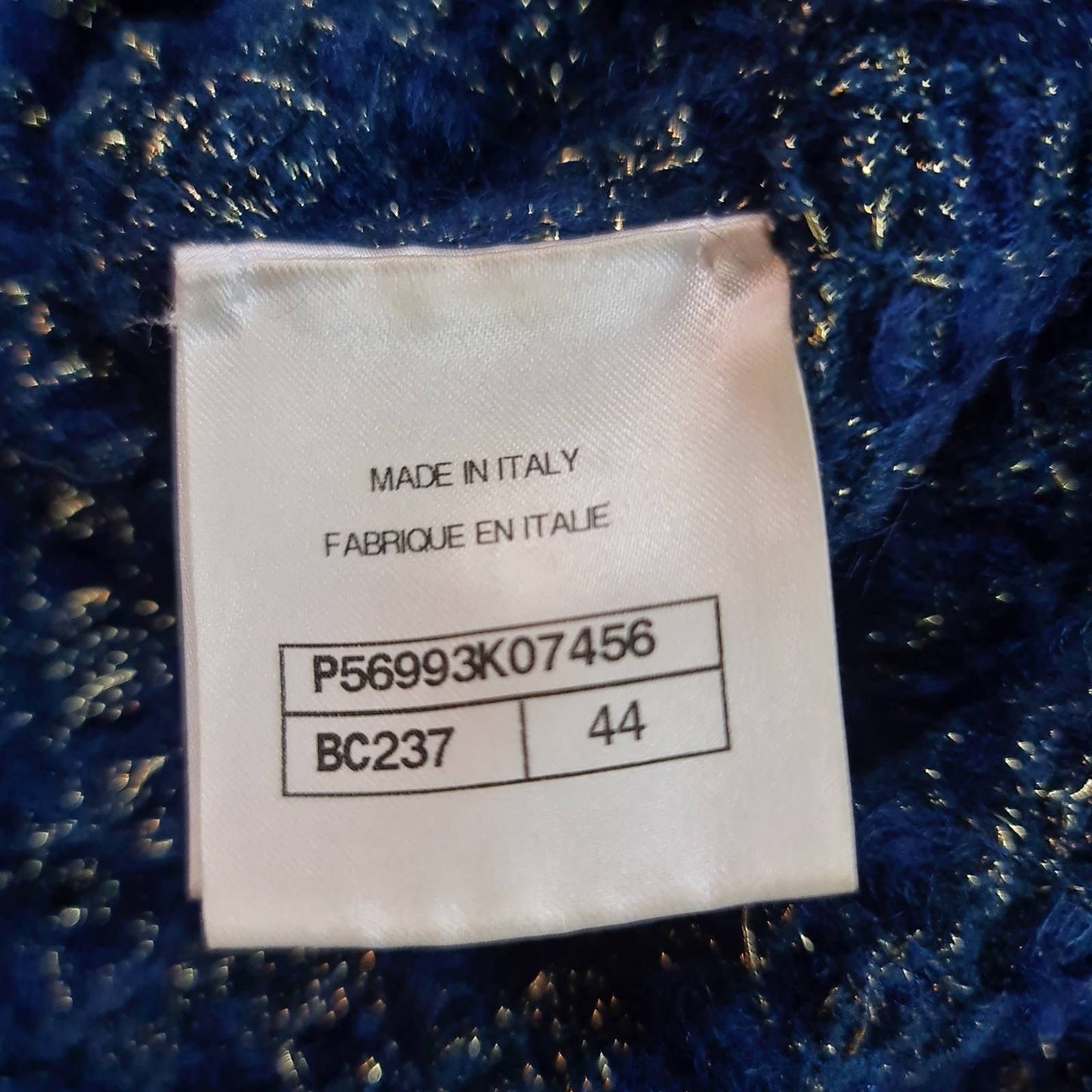 CHANEL Blue Viscose 2017 17A COSMOPOLITE Lerex Tweed Dress Sz.44 Pre-owned