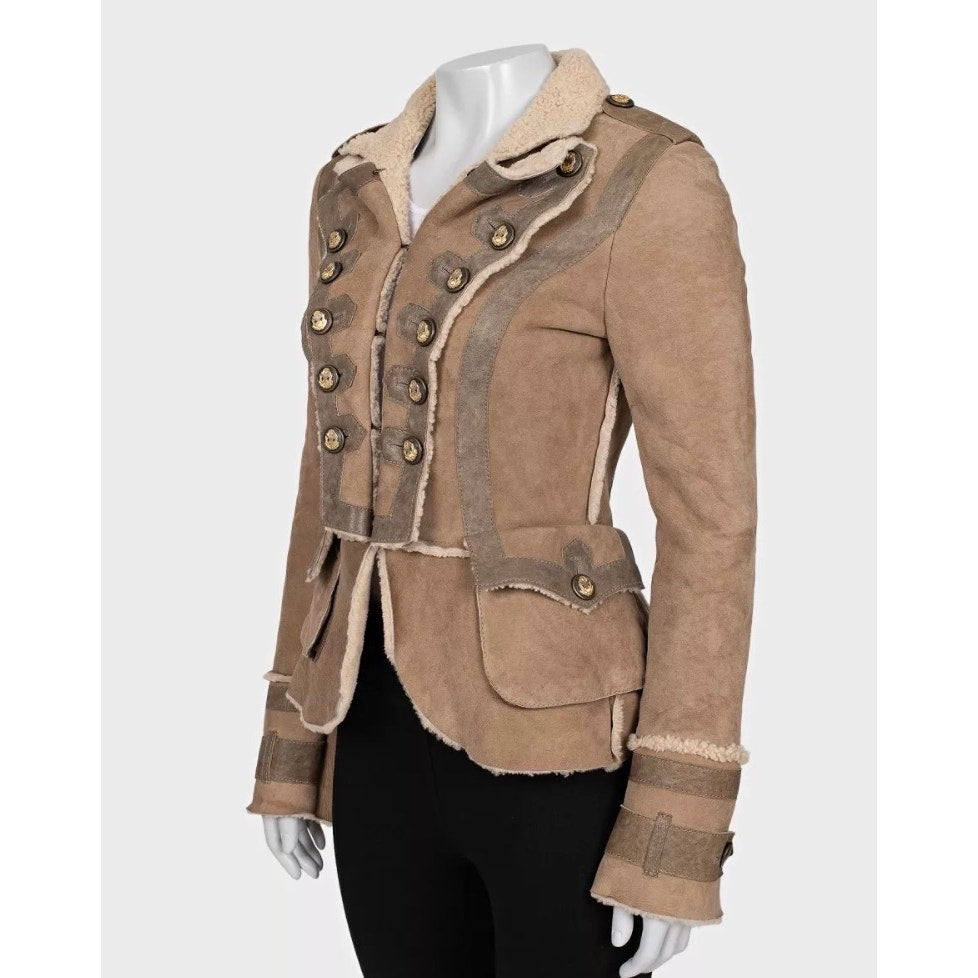 Dolce & Gabbana Brown Lambskin Shearling Coat Sz.40 (S) Pre-owned