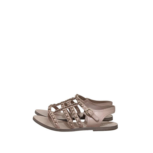 Chanel Nude Leather Gladiator Chain Sandals EU 37.5 Pre-owned