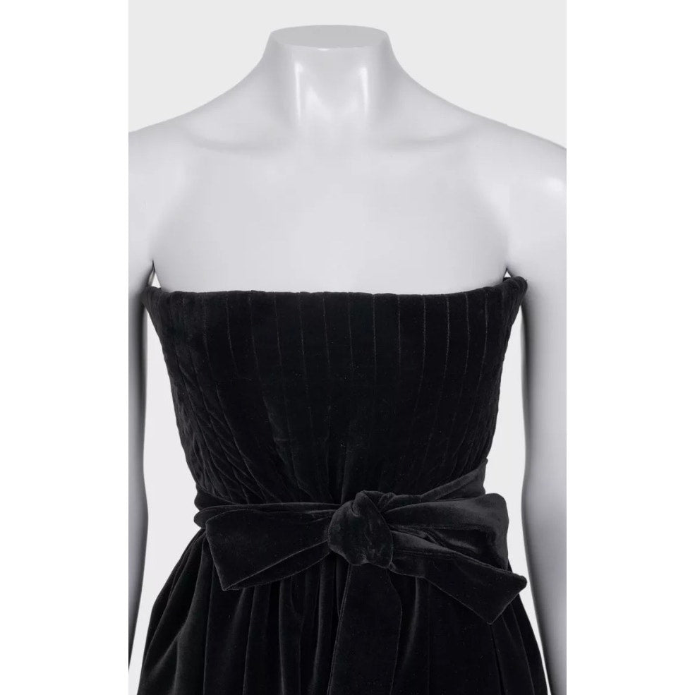 Saint Laurent Black Velvet Sleeveless Fitted Dress 38/M pre-owned