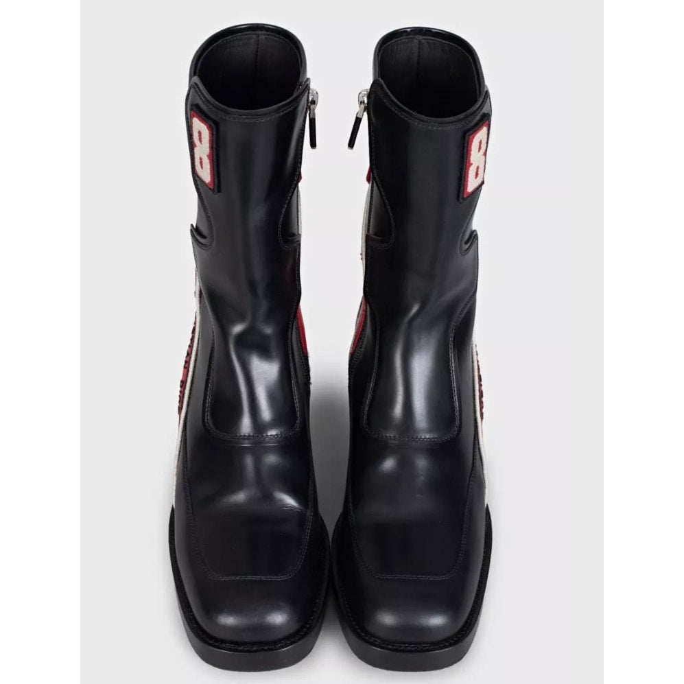 Christian Dior Black Leather Embroidered Logo Ankle Boots Sz 38 pre-owned
