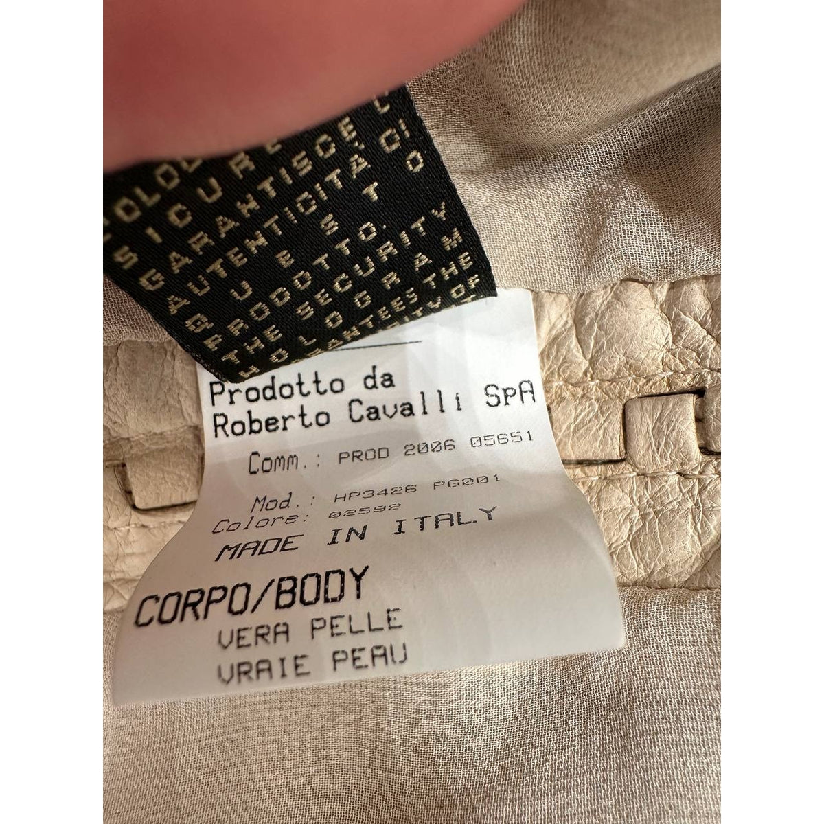 Roberto Cavalli Ivory Leather Cropped Jacket IT 40 Pre-owned