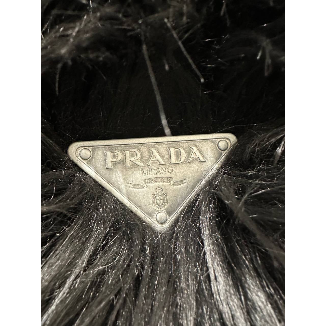 Prada 2011 Black Faux Fur Coat  Sz.40 pre-owned