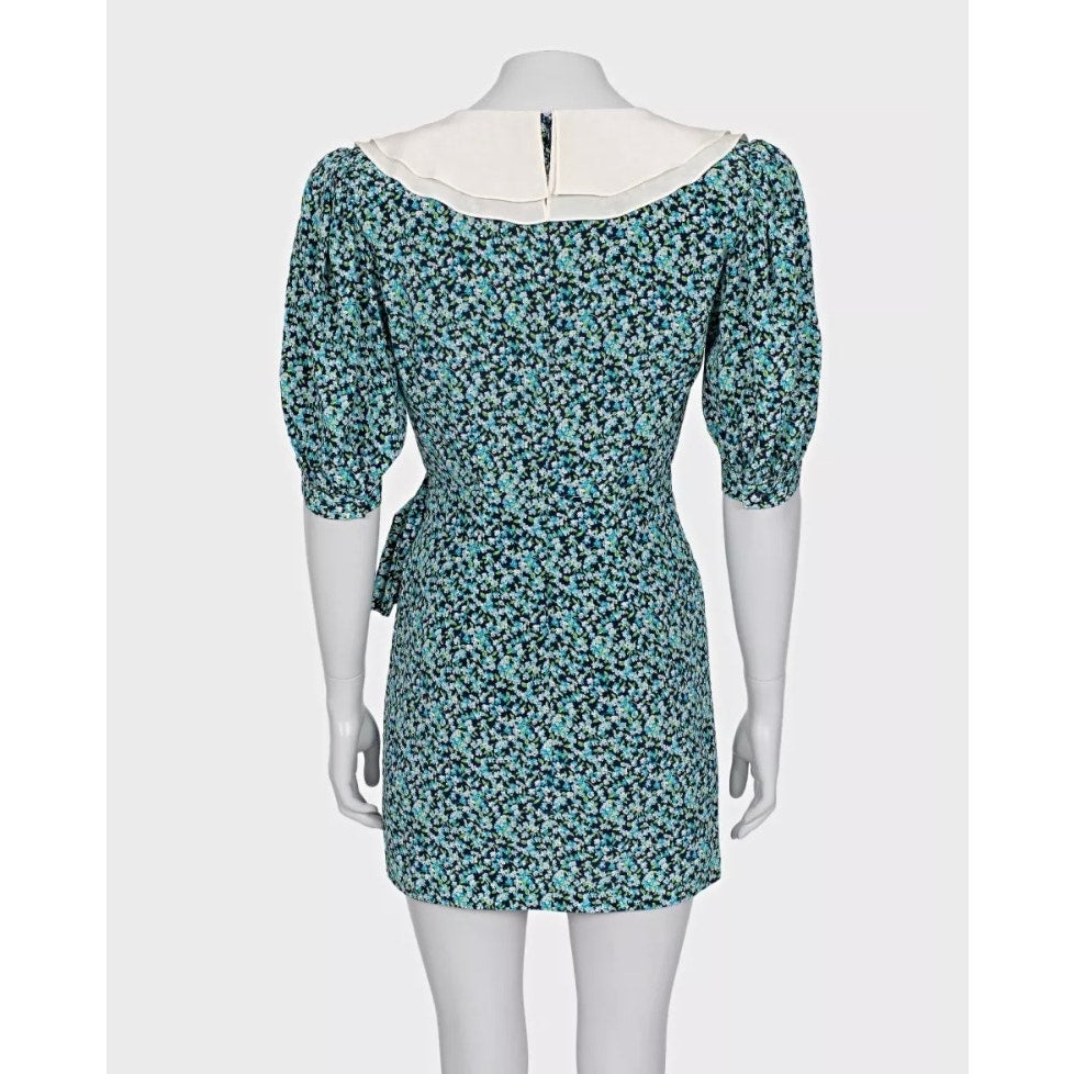 Alessandra Rich Blue Floral Silk Dress  Sz.40 Pre-owned