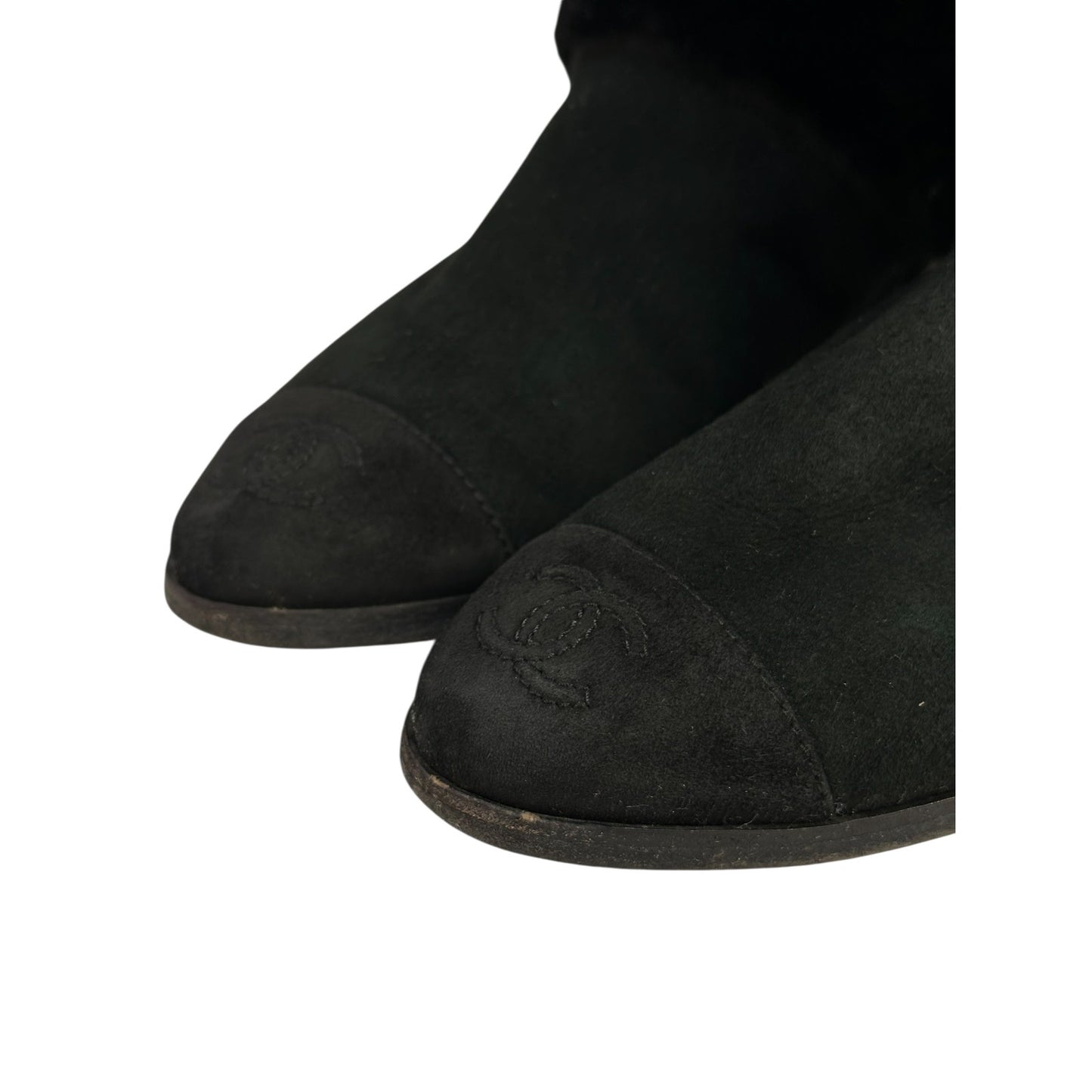 Chanel Winter Suede Fur Boots Sz.40.5 Pre-owned