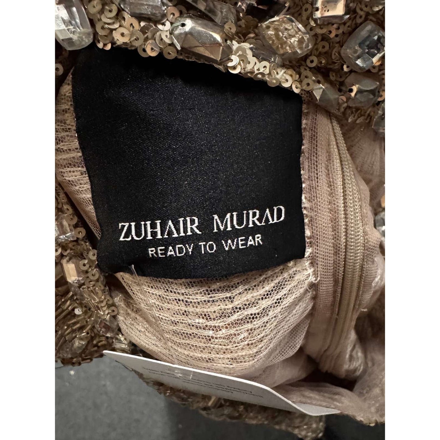 Zuhair Murad Silver Beaded Cocktail Dress - Size S Pre-owned