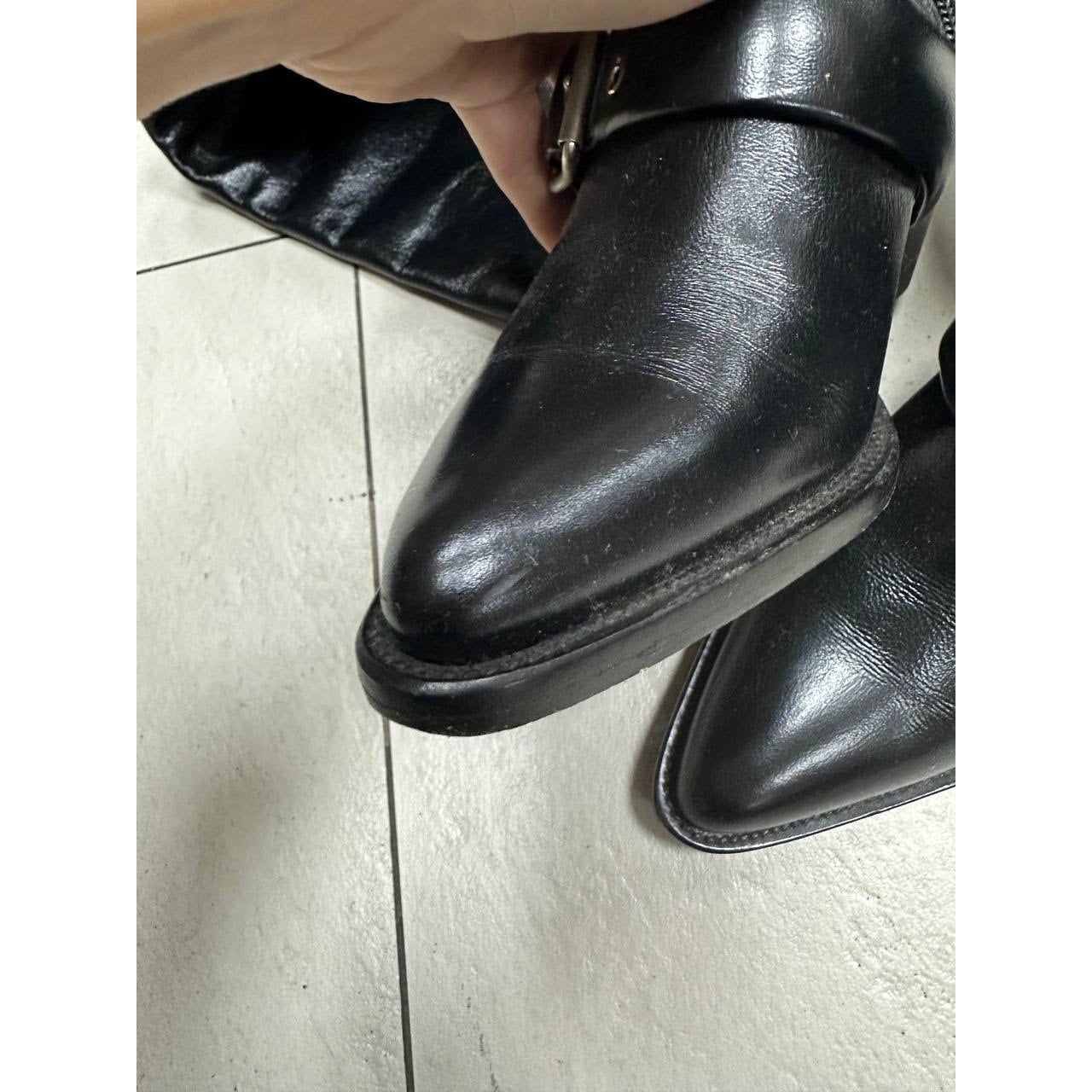 Chloe Leather Over-the Knee Buckle Block Heel Boots  Sz.36.5 Pre-owned