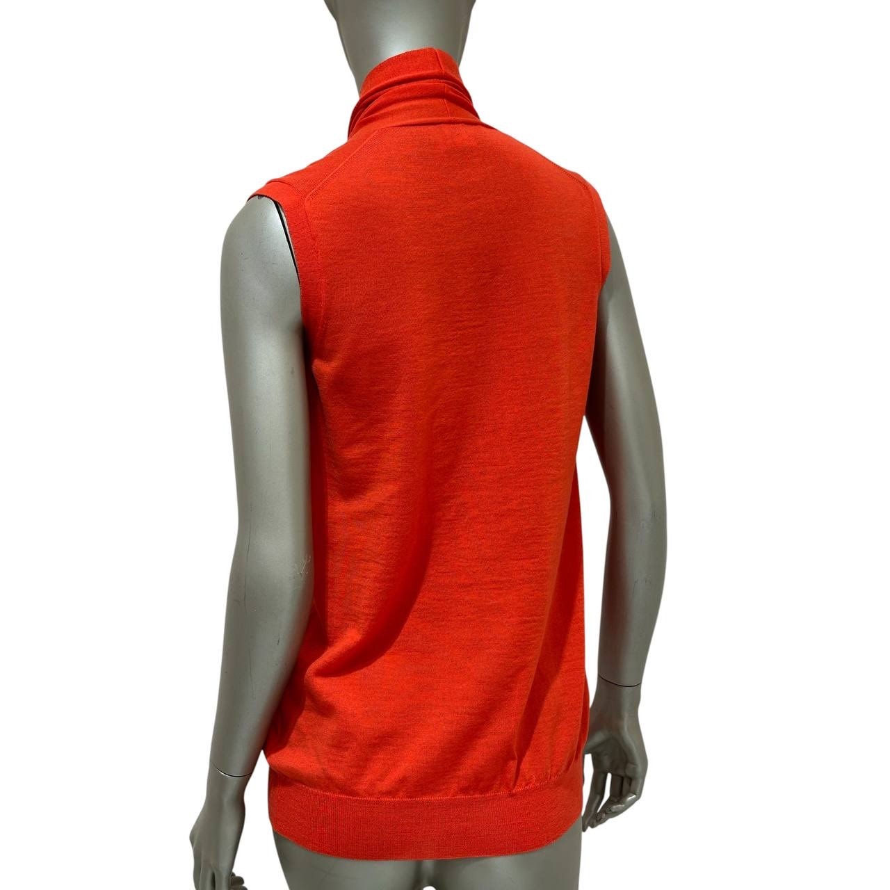 Hermès Lemaire Orange Wool Sleeveless Cardigan S/M pre-owned